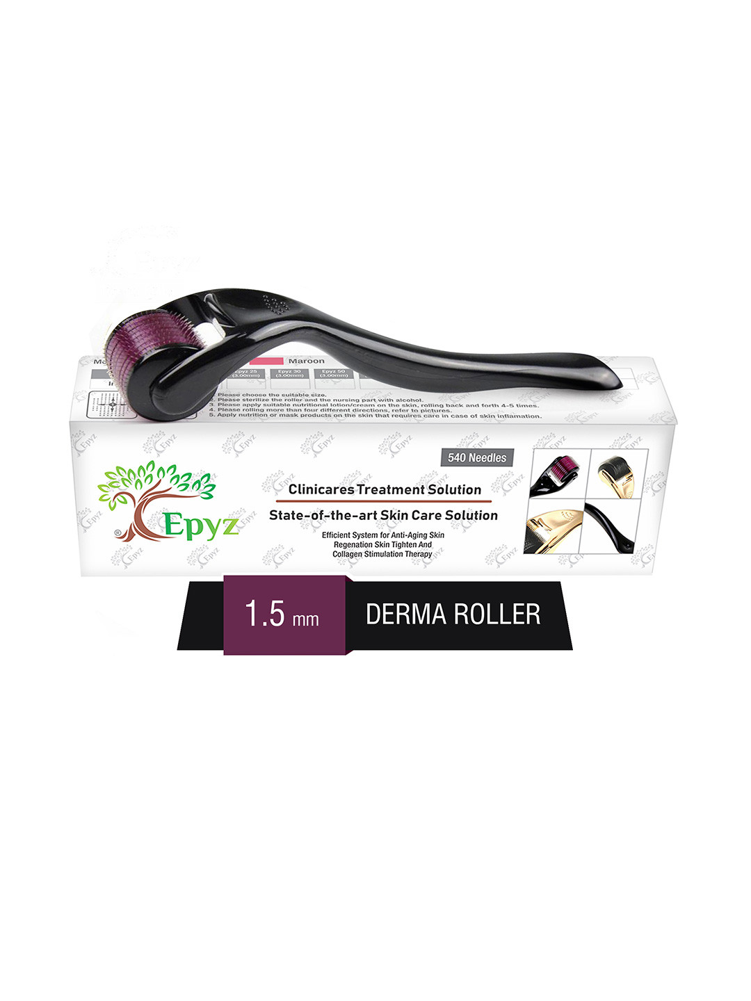 Epyz Derma Roller For Hair Growth With 1.5mm 540 Stainless Steel Needles