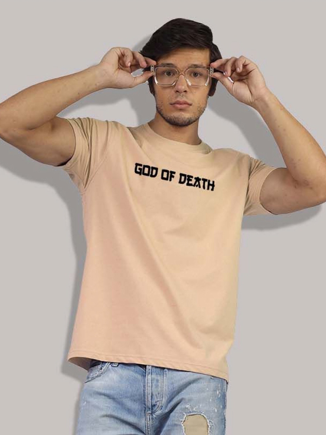 Greylongg Men Yorksteadd 2076 Pug Fawn Printed Round Neck Cotton T-shirt
