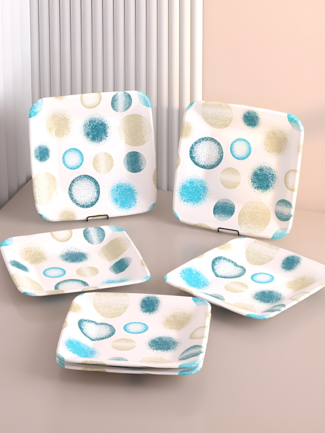 Castleite White & Blue 6 Pieces Melamine Plates