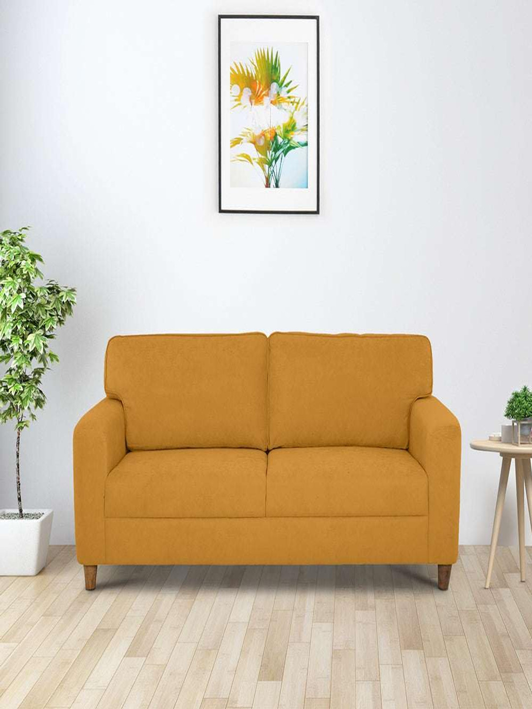 Duroflex Utopia Yellow 3 Seater Fabric Sofa