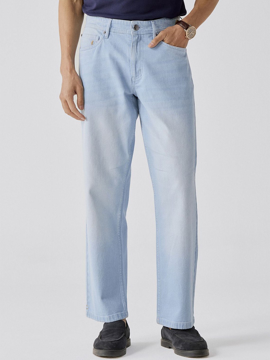 Andamen Men Casual Twill Woven Special Dye/Wash Effect Straight Jeans-30-SR