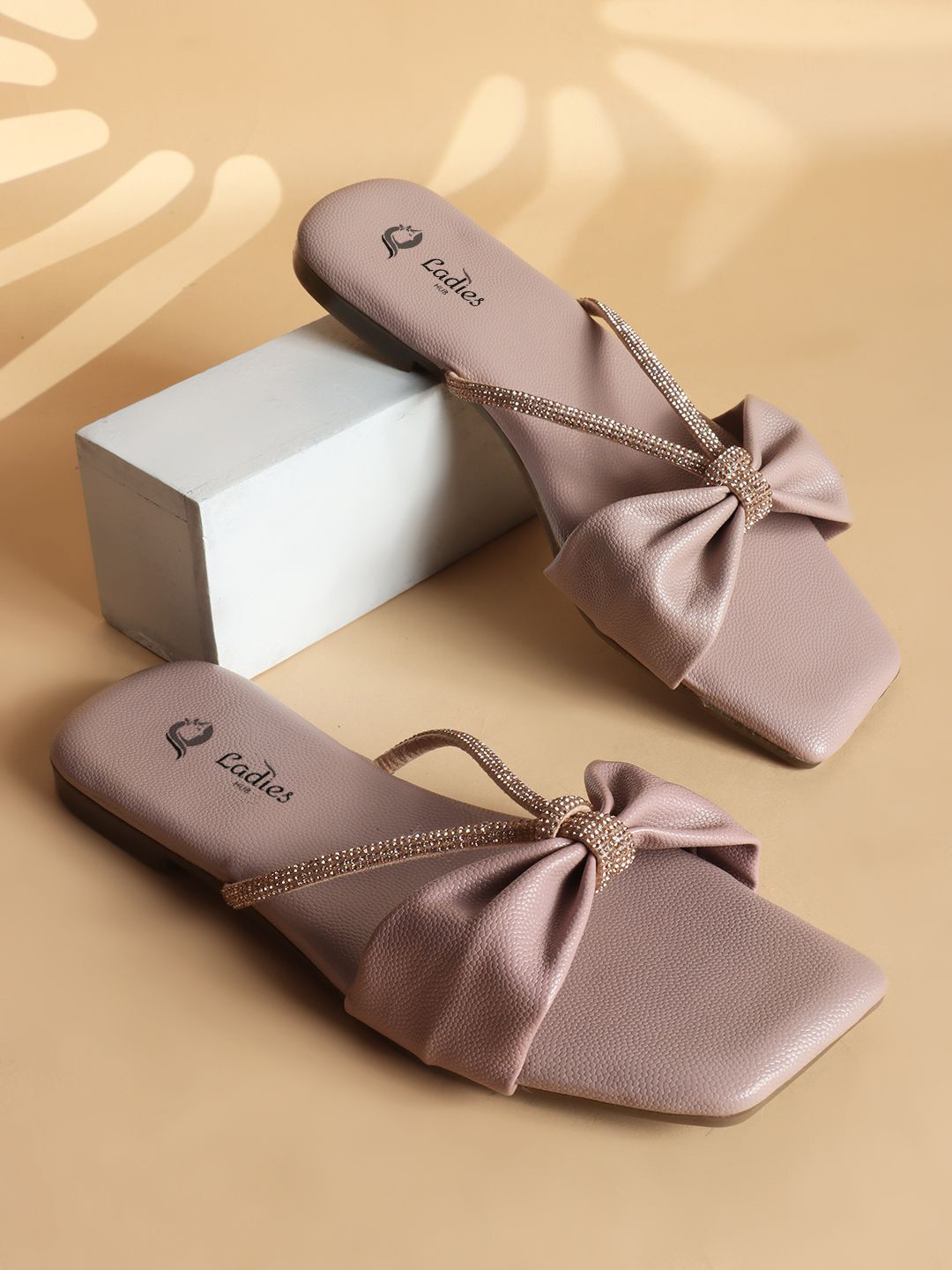 Ladies Hub Women Embellished Open Toe Strap Lightweight Flats