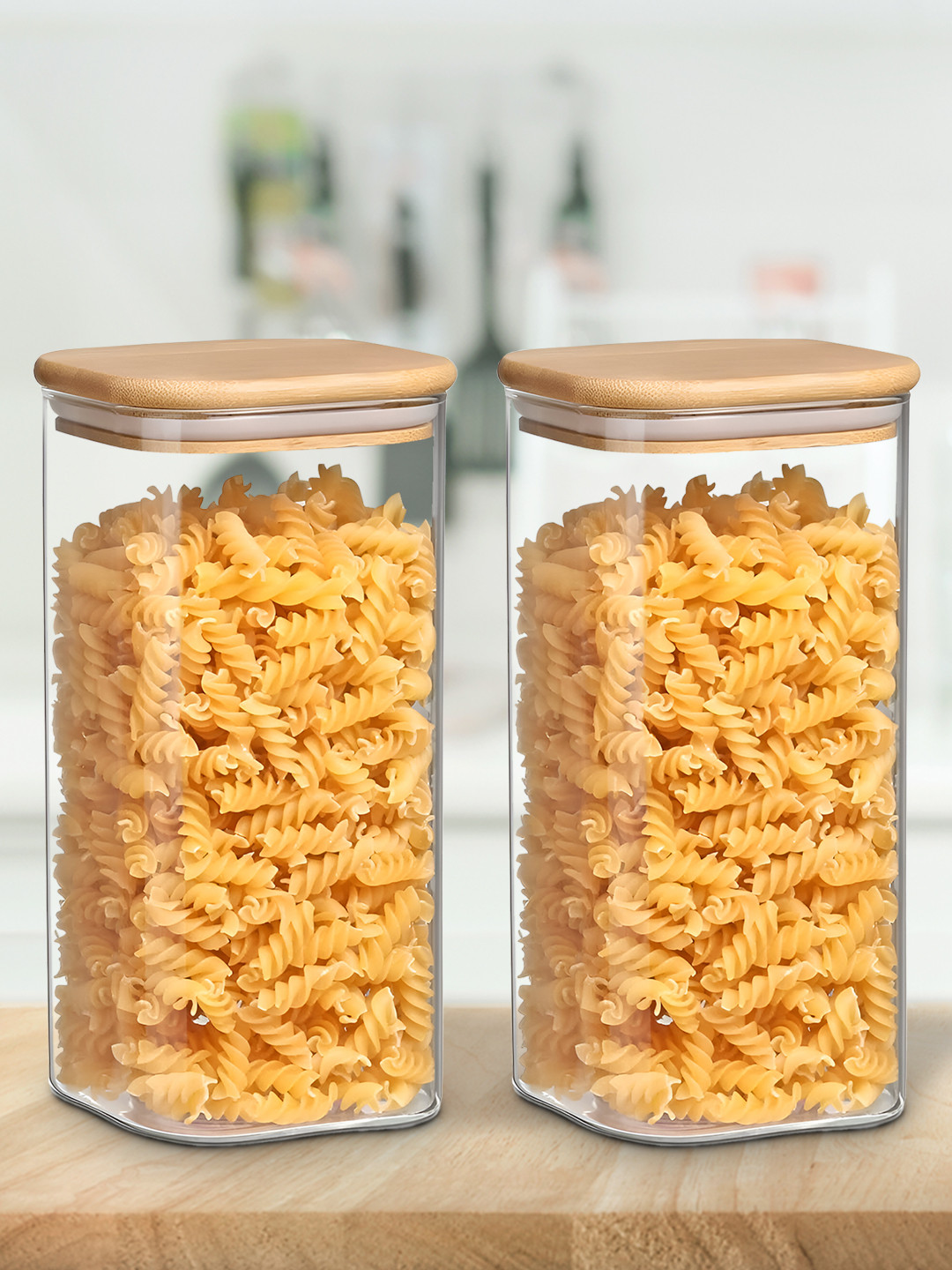 Allo Gjb260S Beige Glass Air Tight 2 Piece Clip-On Canister-600ml