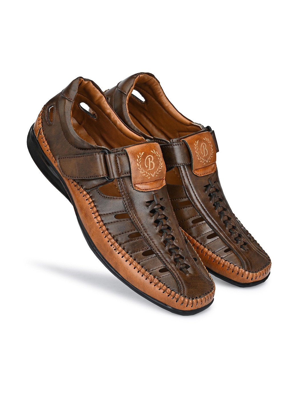 BOLTAGO Men Ethnic Velcro Fisherman Sandals