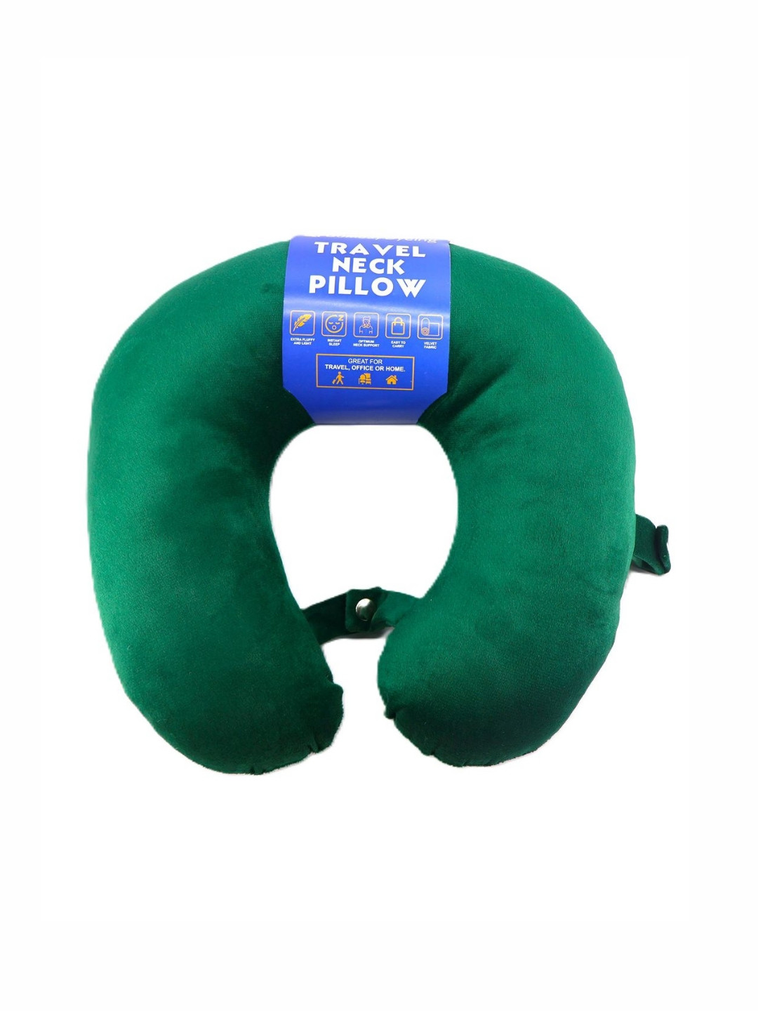 BOMBAY DYEING Green Solid Polyester Ultra Soft Fibre Travel Pillow-18 x 20 x 5 cm