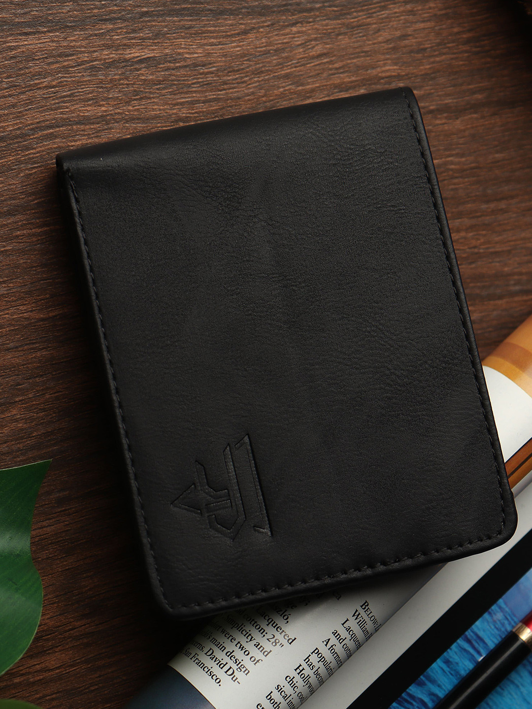 JND Men Zip Detail PU Two Fold Wallet