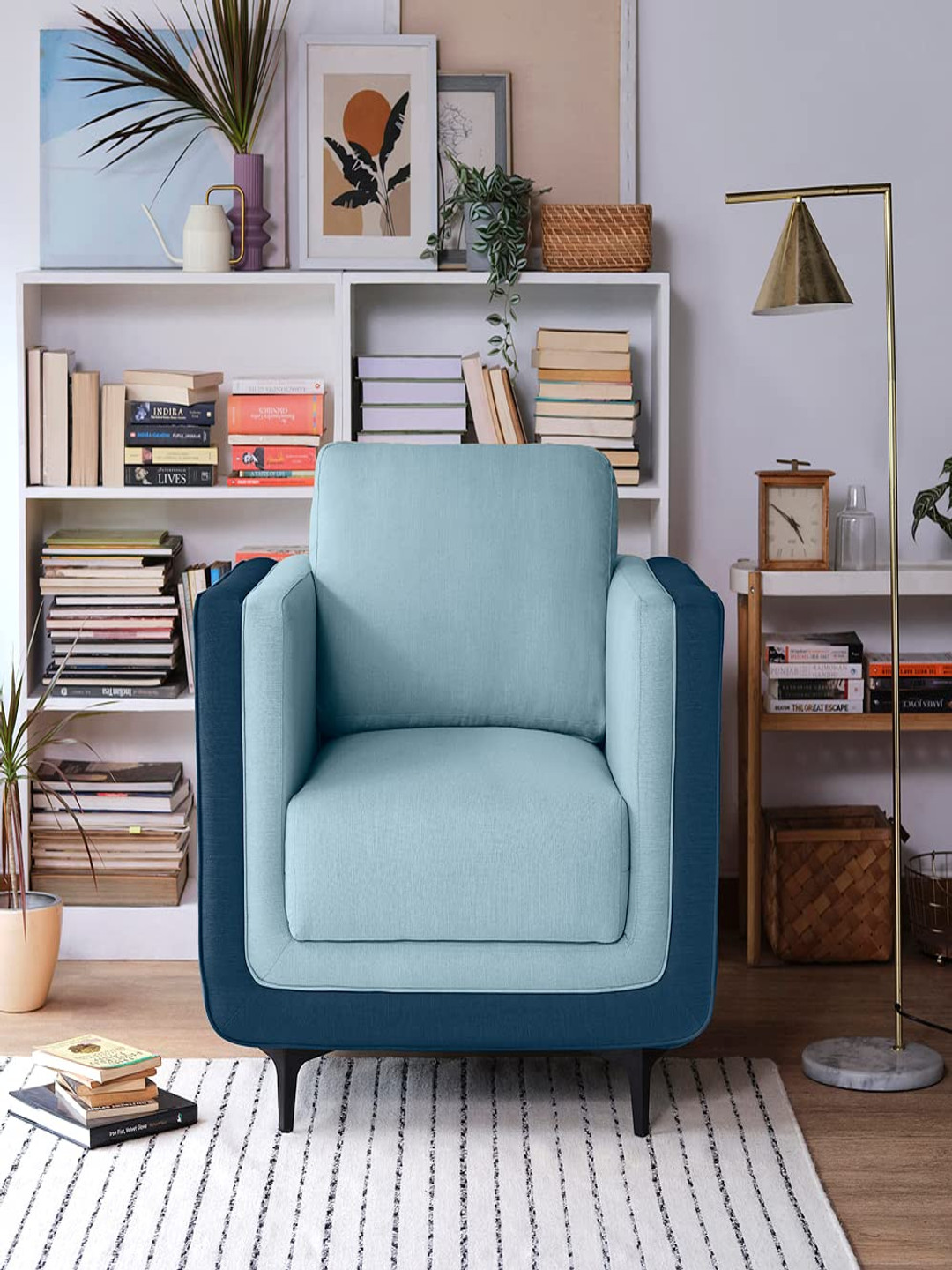 Sleepyhead Mojo 1 Seater Dual Tone Luxury Sofa Fabric Funky Blue