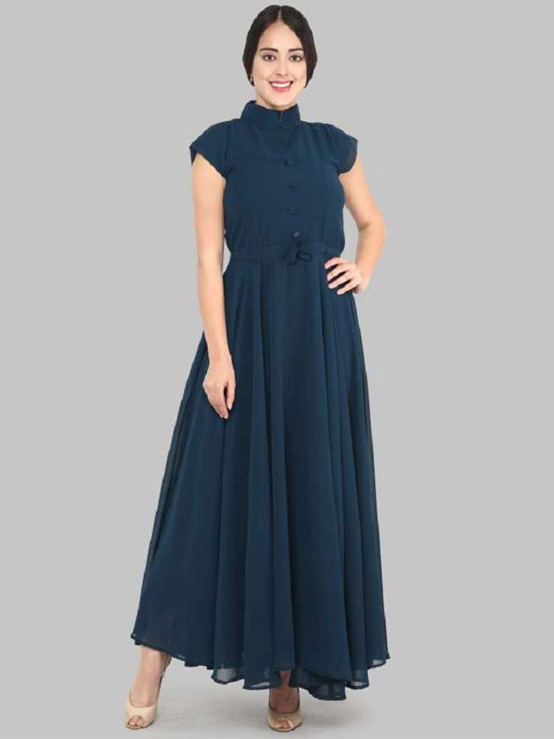 Raiyani Enterprise Women Stand Neck Fit & Flare Maxi Dress