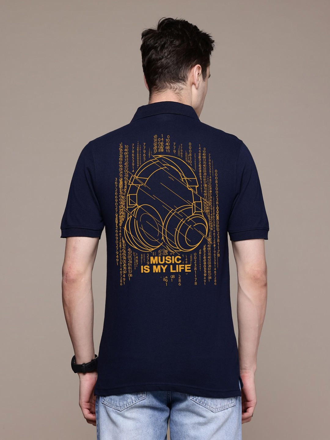 Moda Rapido Men Music Printed Polo Collar T-shirt