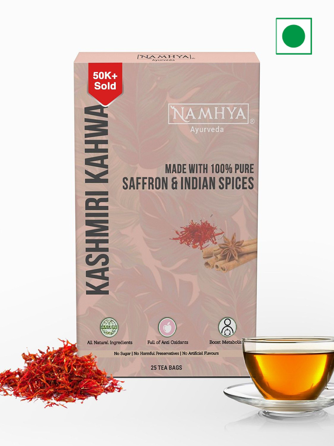 NAMHYA Pure Saffron & Indian Spices Kashmiri Kahwa Tea - 100g