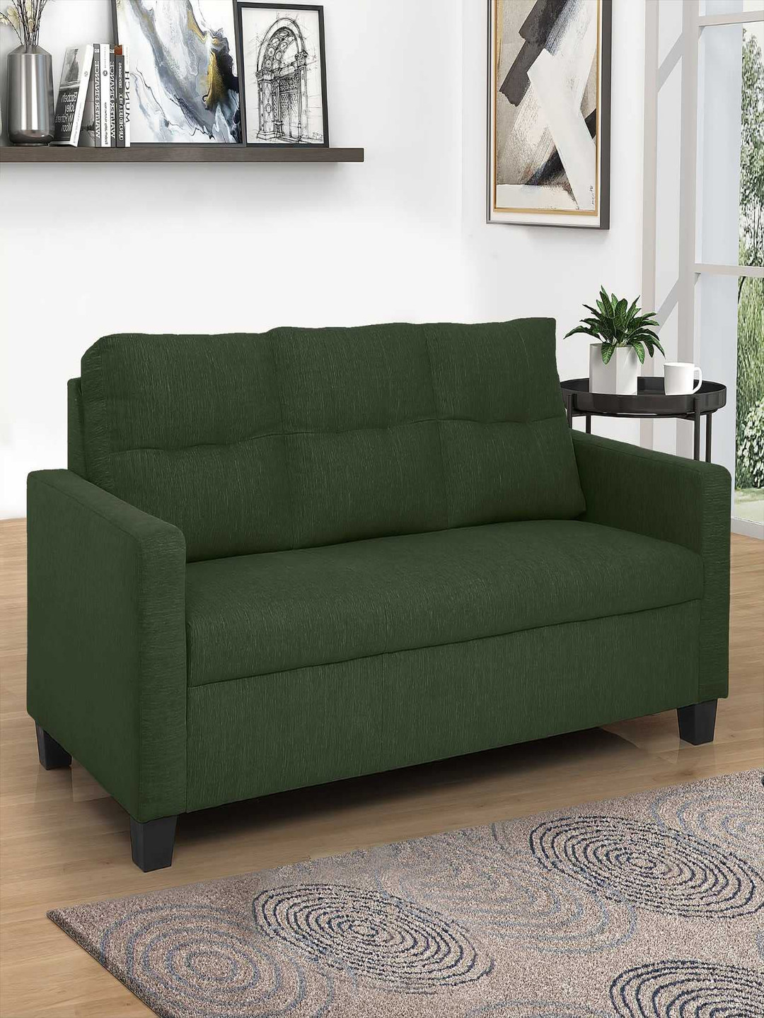 Duroflex Ease Green 3 Seater Fabric Sofa