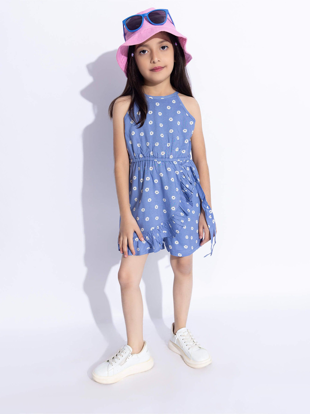 taffykids Floral Print Halter Neck Dress