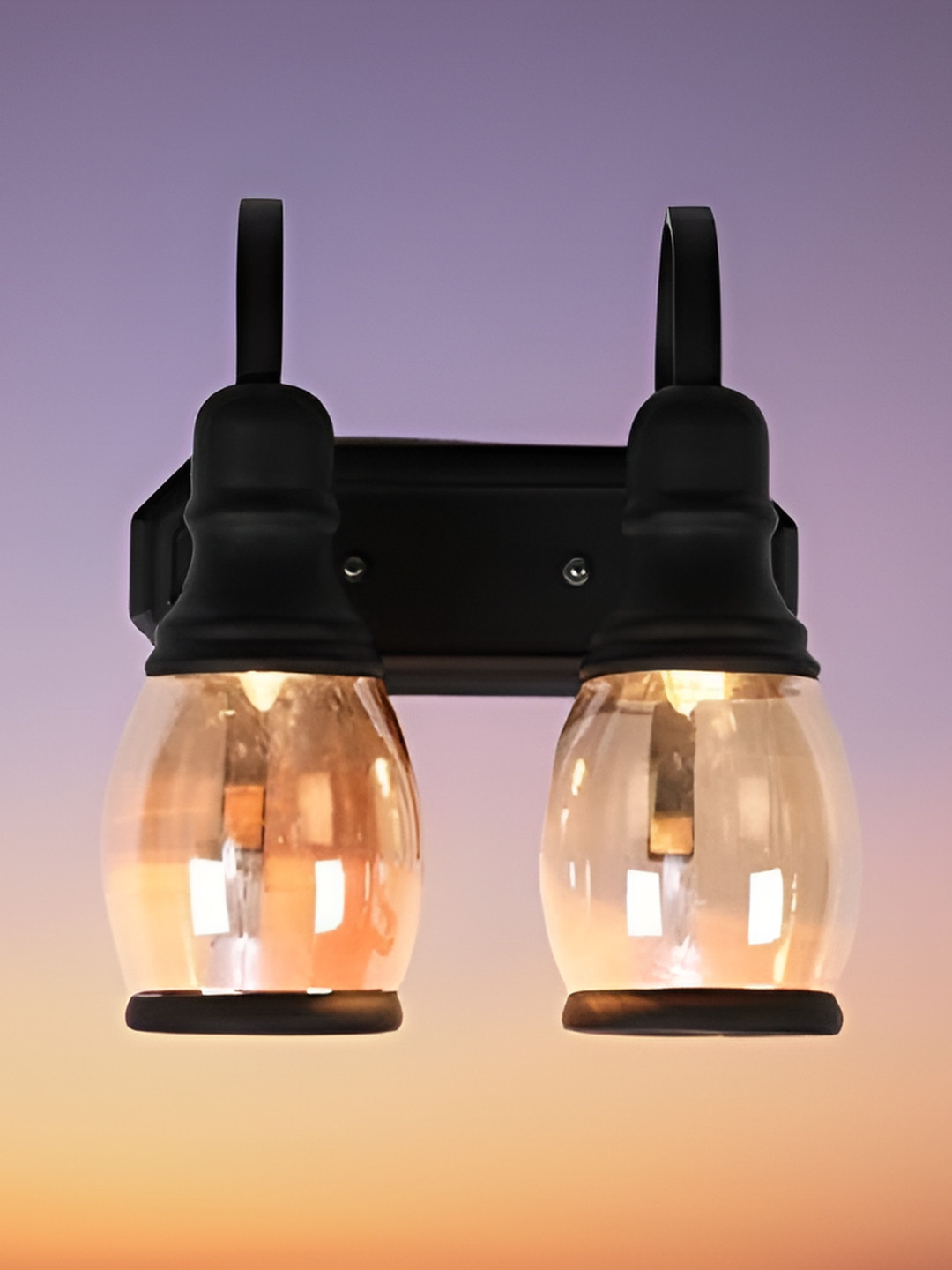 KINIS Black & Transparent Textured Metal Abstract Shaped Wall Lamp With Bulb