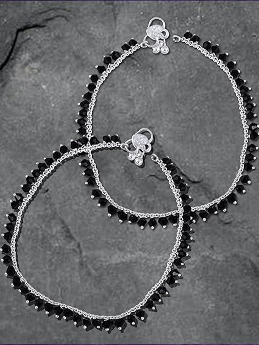 Sangria Set Of 2 Silver-Plated Artificial Beaded Anklets