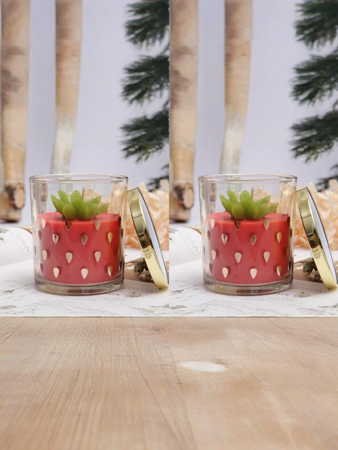 The Better Home for Home Decoration Strawberry Abstract Geometric Regular Jar Candles