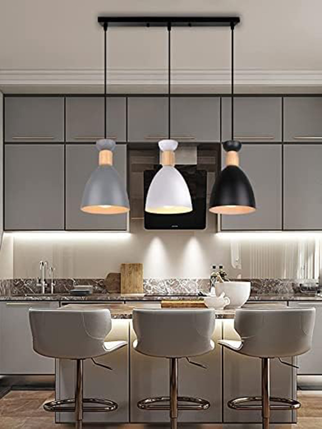 GAUVIK White & Grey Ceiling Lamp