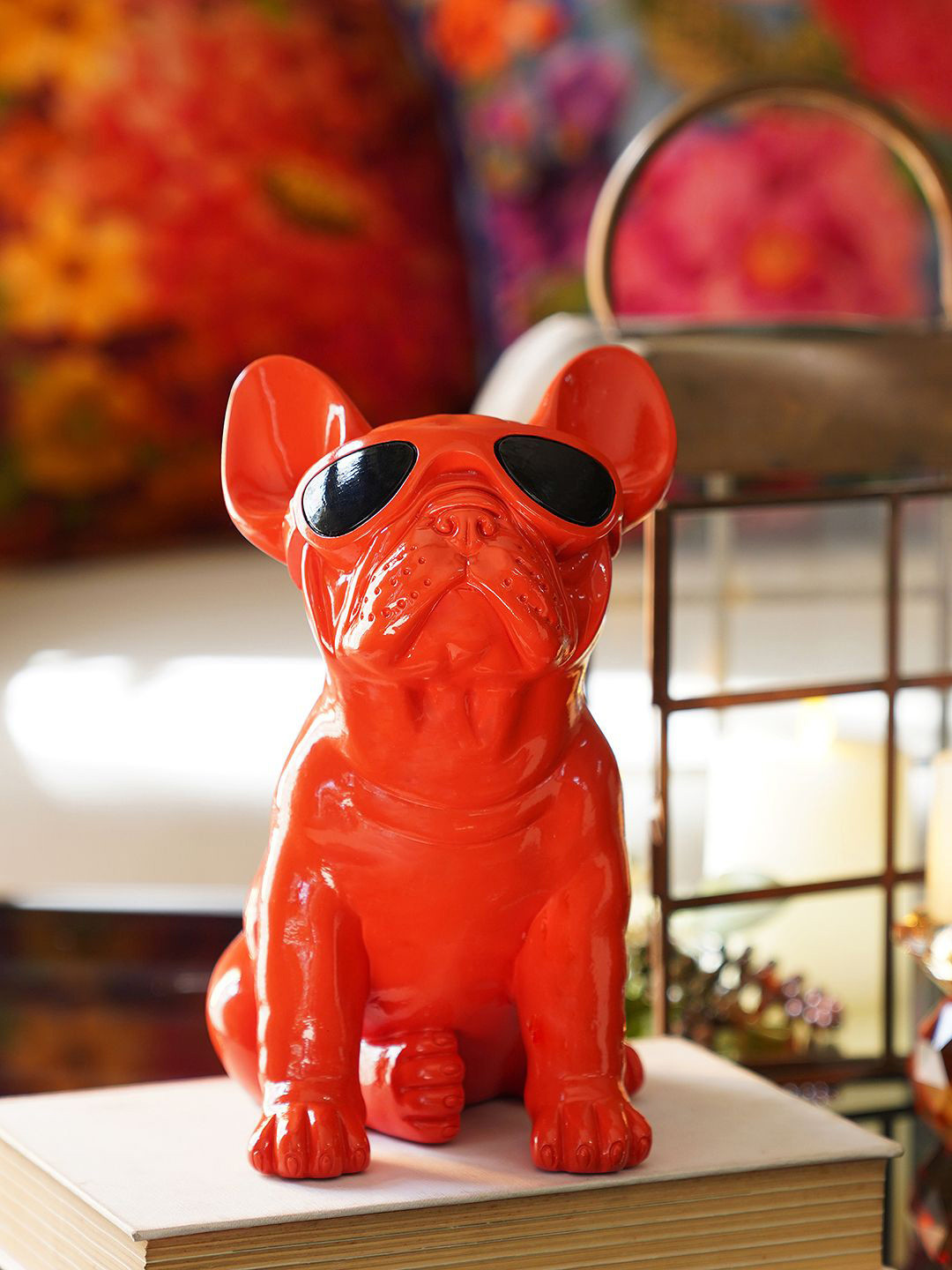 Pure Home and Living Pug Orange Polyresin Glossy Living Room Medium Showpiece - 8.9 Inches