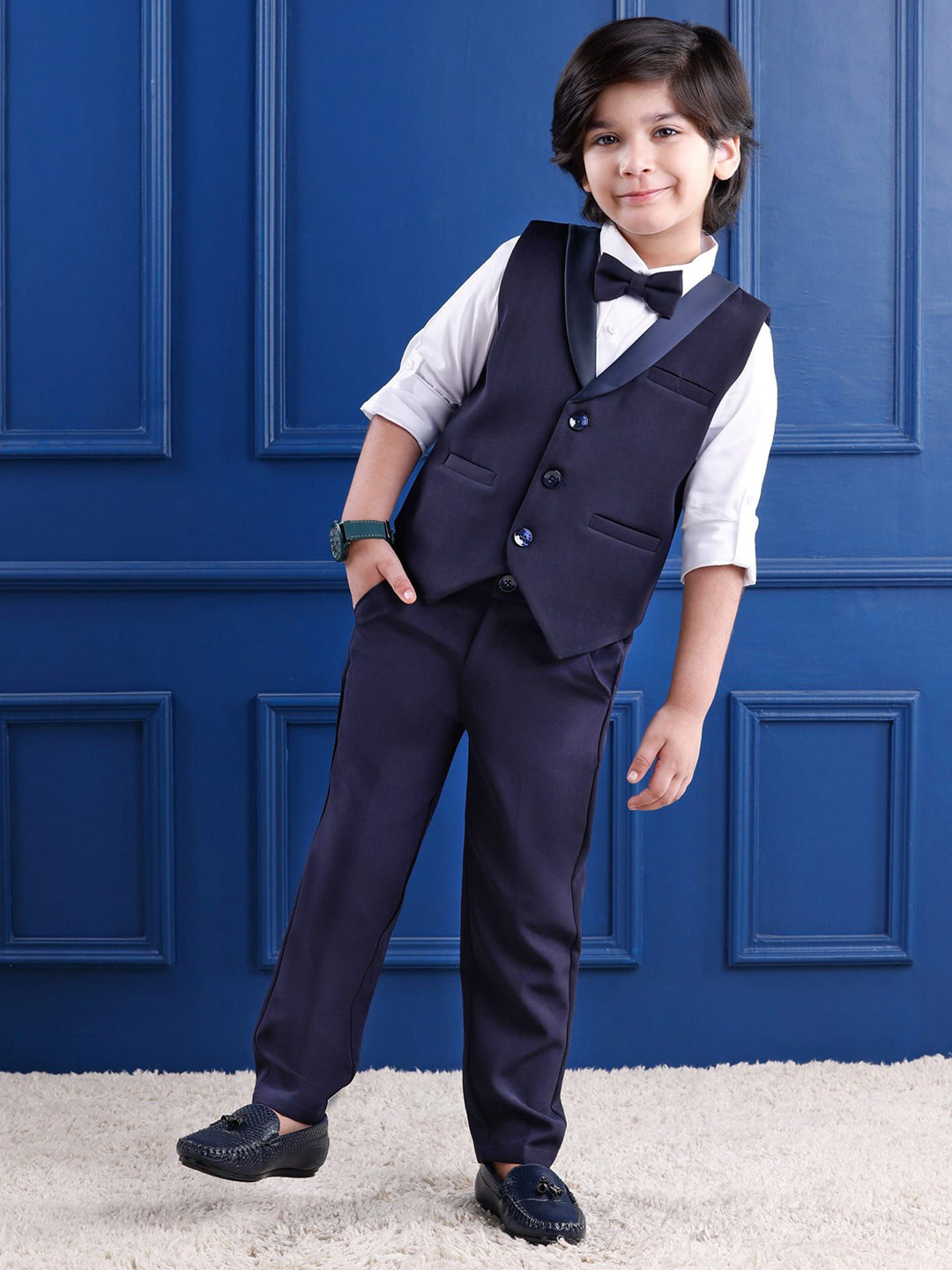 Mark & Mia Boys 3-Pc Cotton Single Breasted Party Suit With Bow