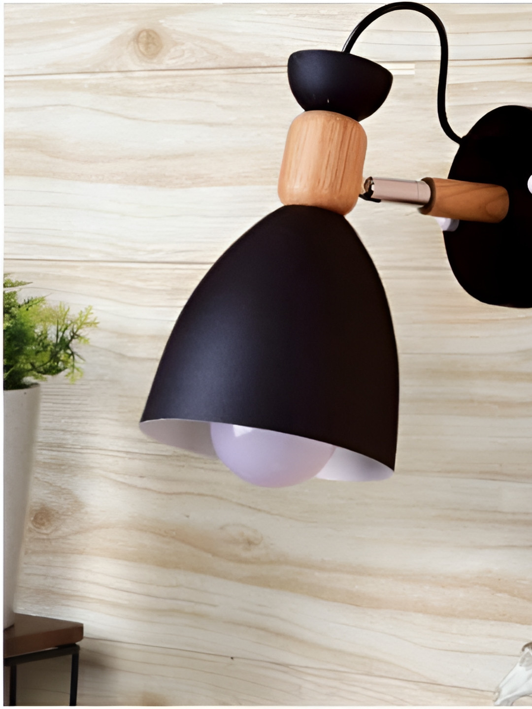 KINIS Black & Brown Bell Shaped Wall Lamp With Bulb