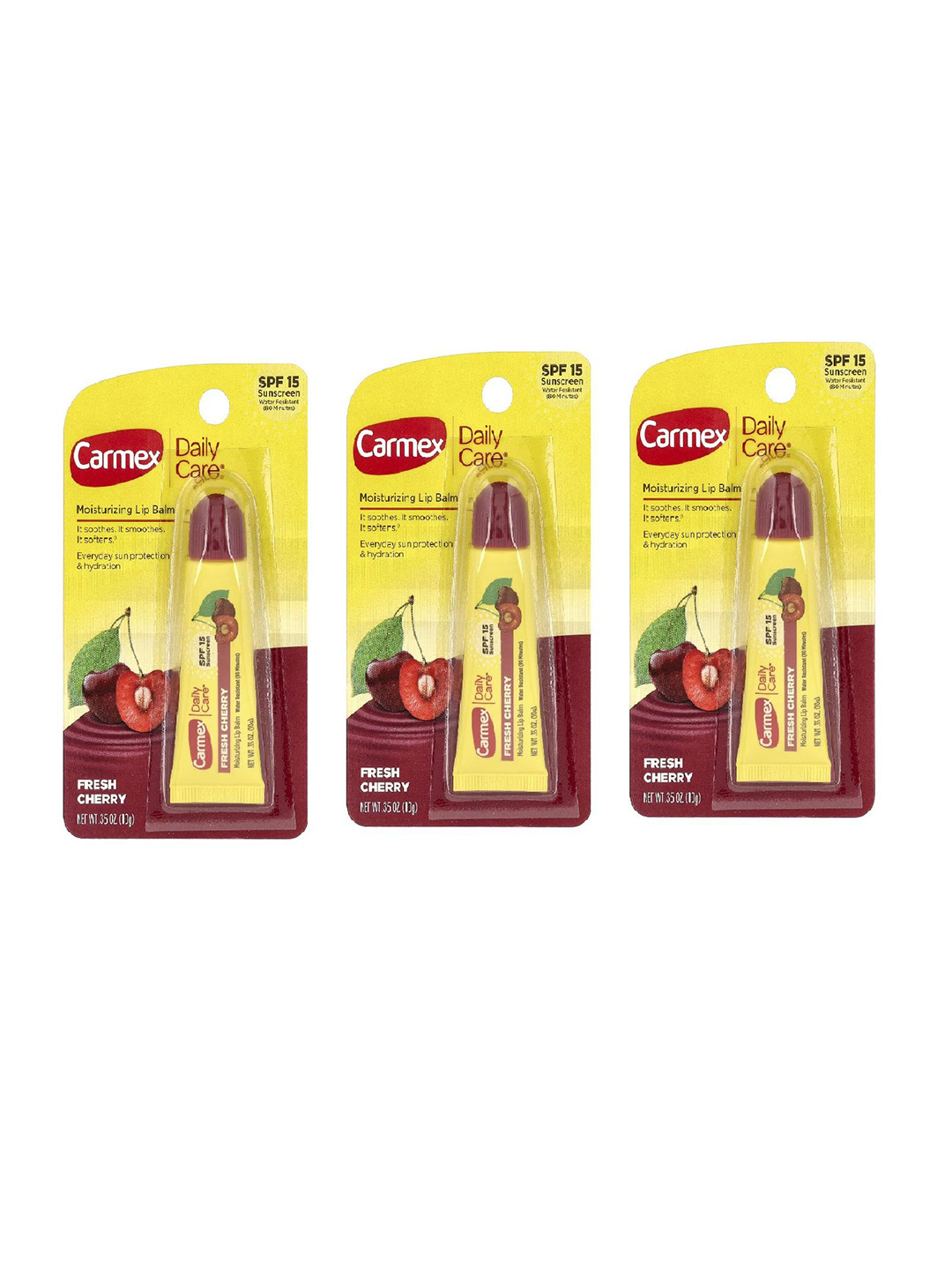 CARMEX Set Of 3 Cherry Lip Balm Tube With SPF 15 For Moisturizing - 10 g Each