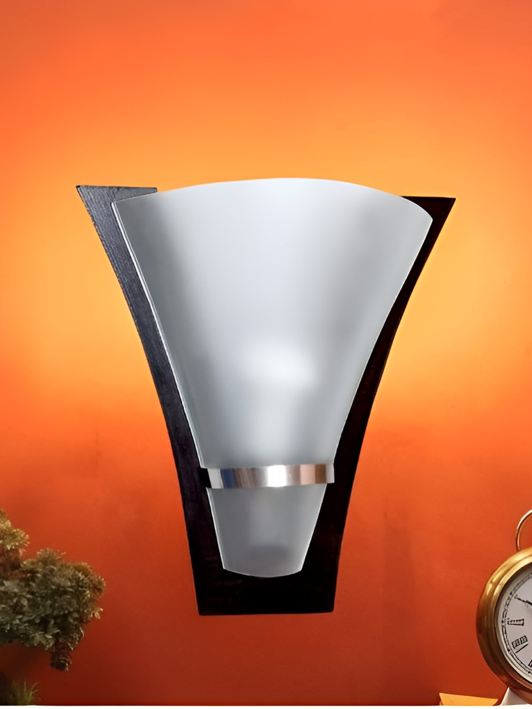 KINIS Brown & White Triangle Shaped Wooden Wall Lamp