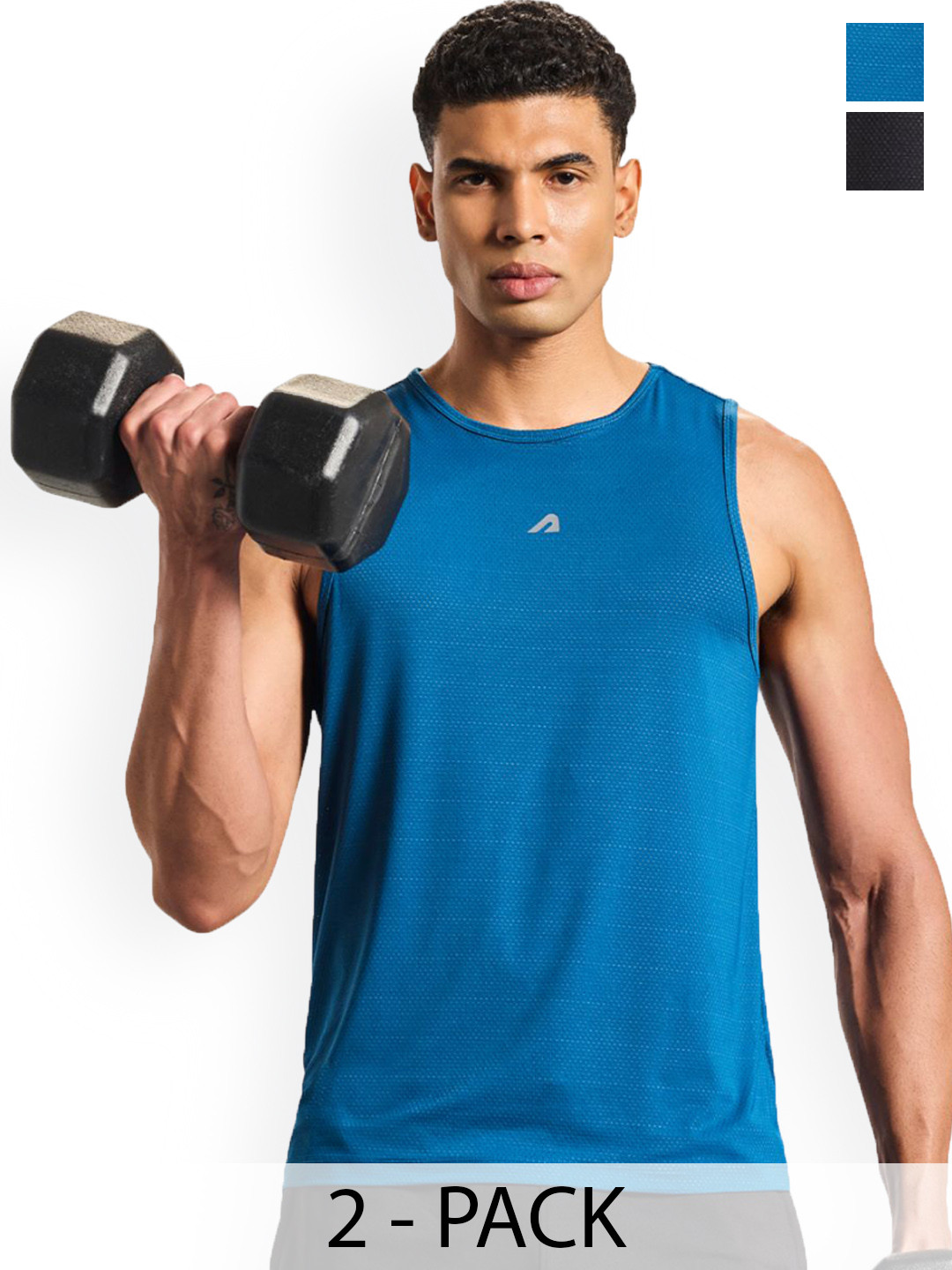 BOLDFIT Men Pack Of 2 Round Neck Sleeveless Gym Vest Combo