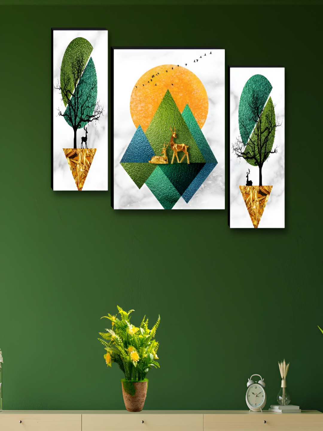 Myntra Elegant Homes Synthetic Wood Wall Rectangle Paintings Wall Art -18 x 24 In