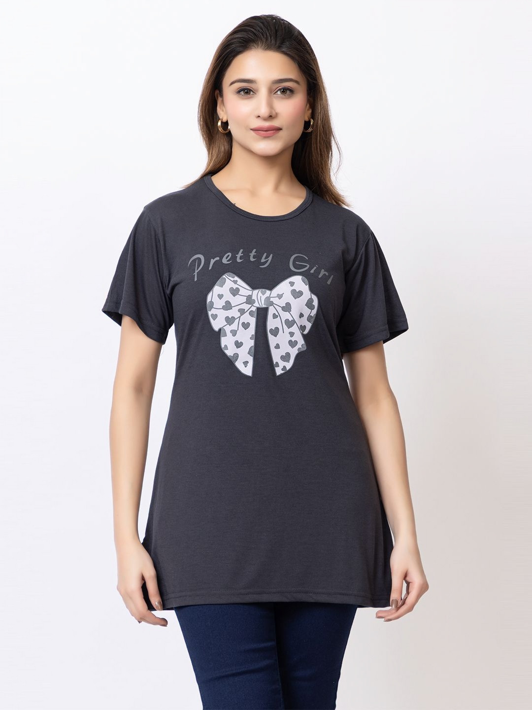 BUFFARO Women Graphic Printed Round Neck Cotton Oversized T-shirt