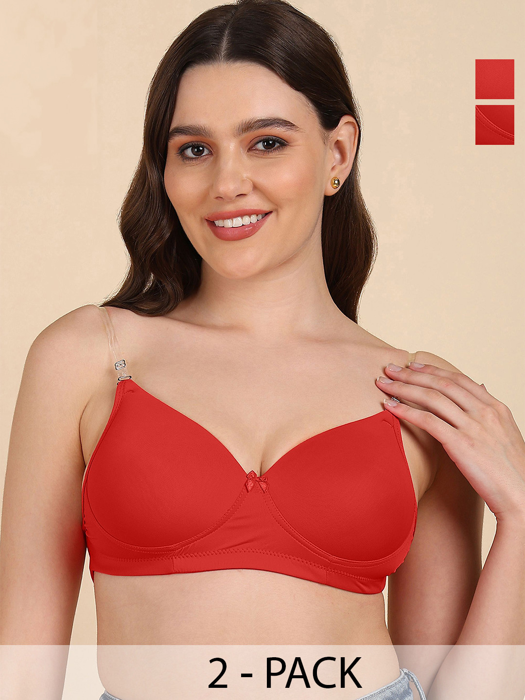 DressBerry Pack of 2 Full Coverage Transparent Back Lightly Padded Bra