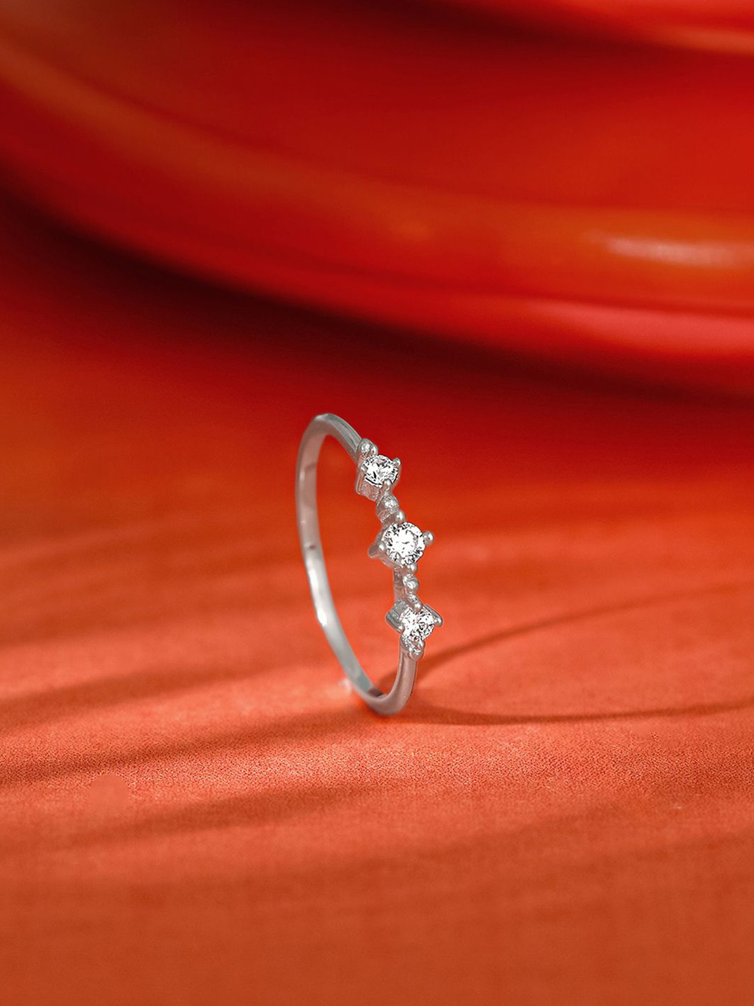 GIVA 925 Sterling Silver Rhodium Plated Cubic Zirconia Studded Precious Moment Ring