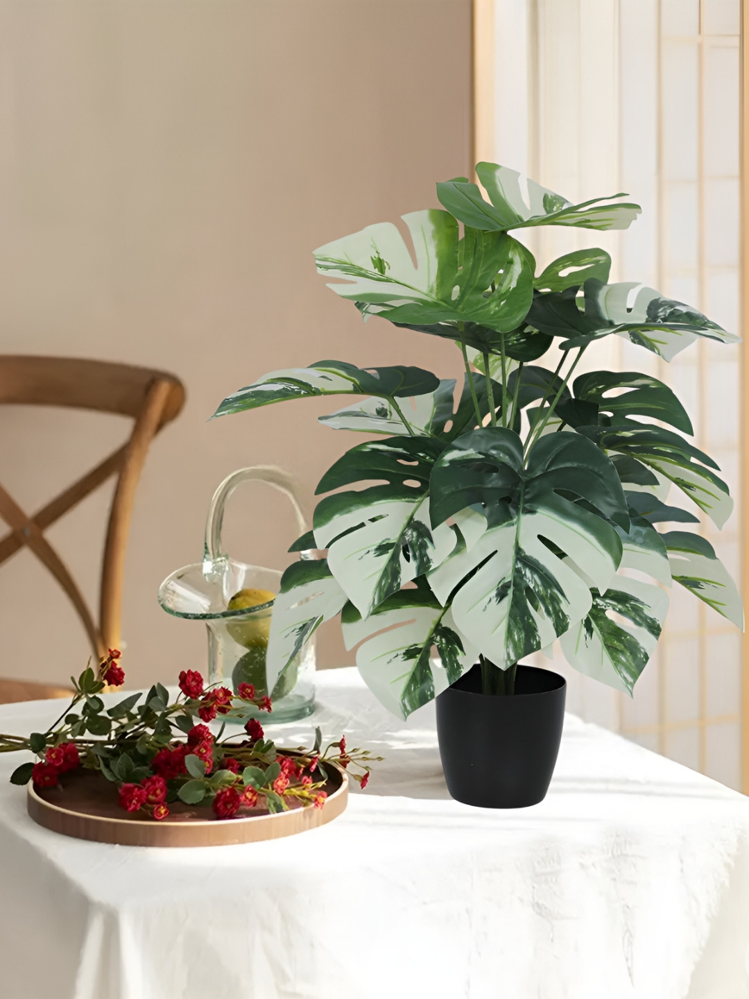 Home Bloom Green & Black Artificial Monstera Deliciosa Plant With Pot