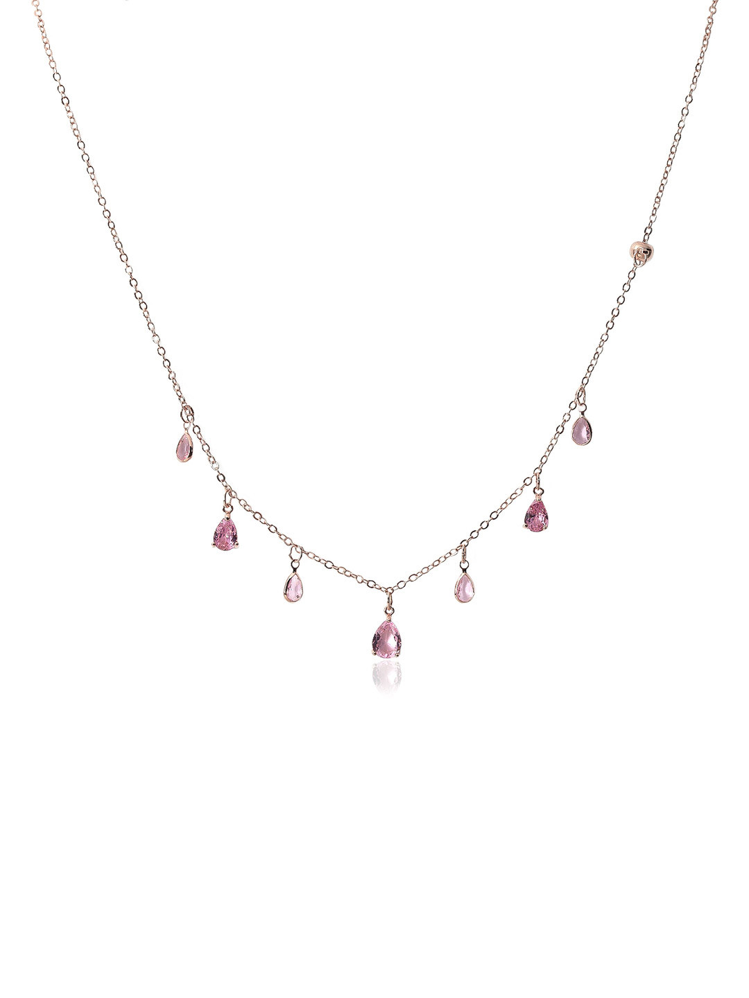 SOLIBELLE Rose Gold-Plated American Diamond Studded Chain