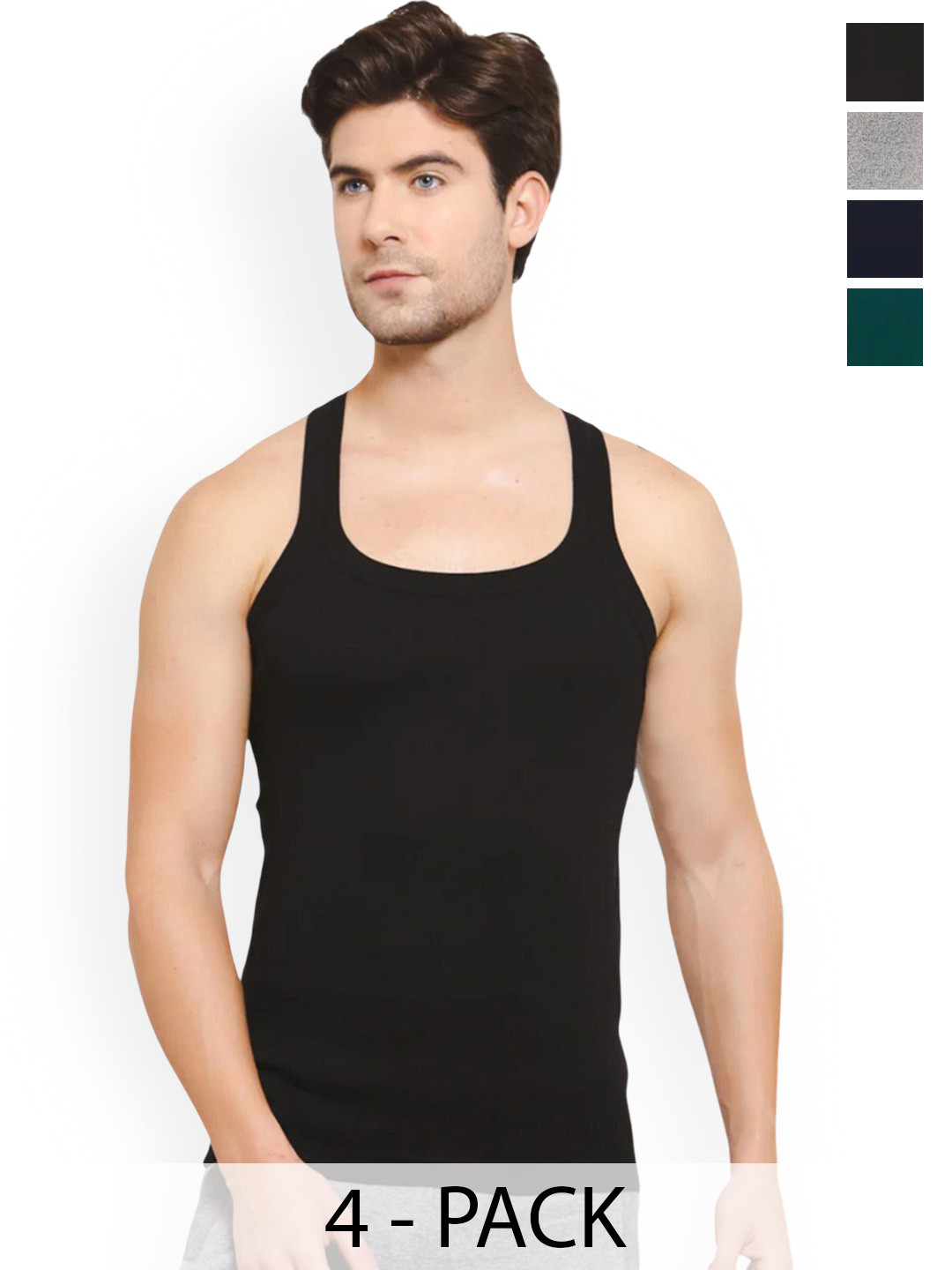 Sporto by Macho Pack Of 4 Scoop Neck Cotton Gym