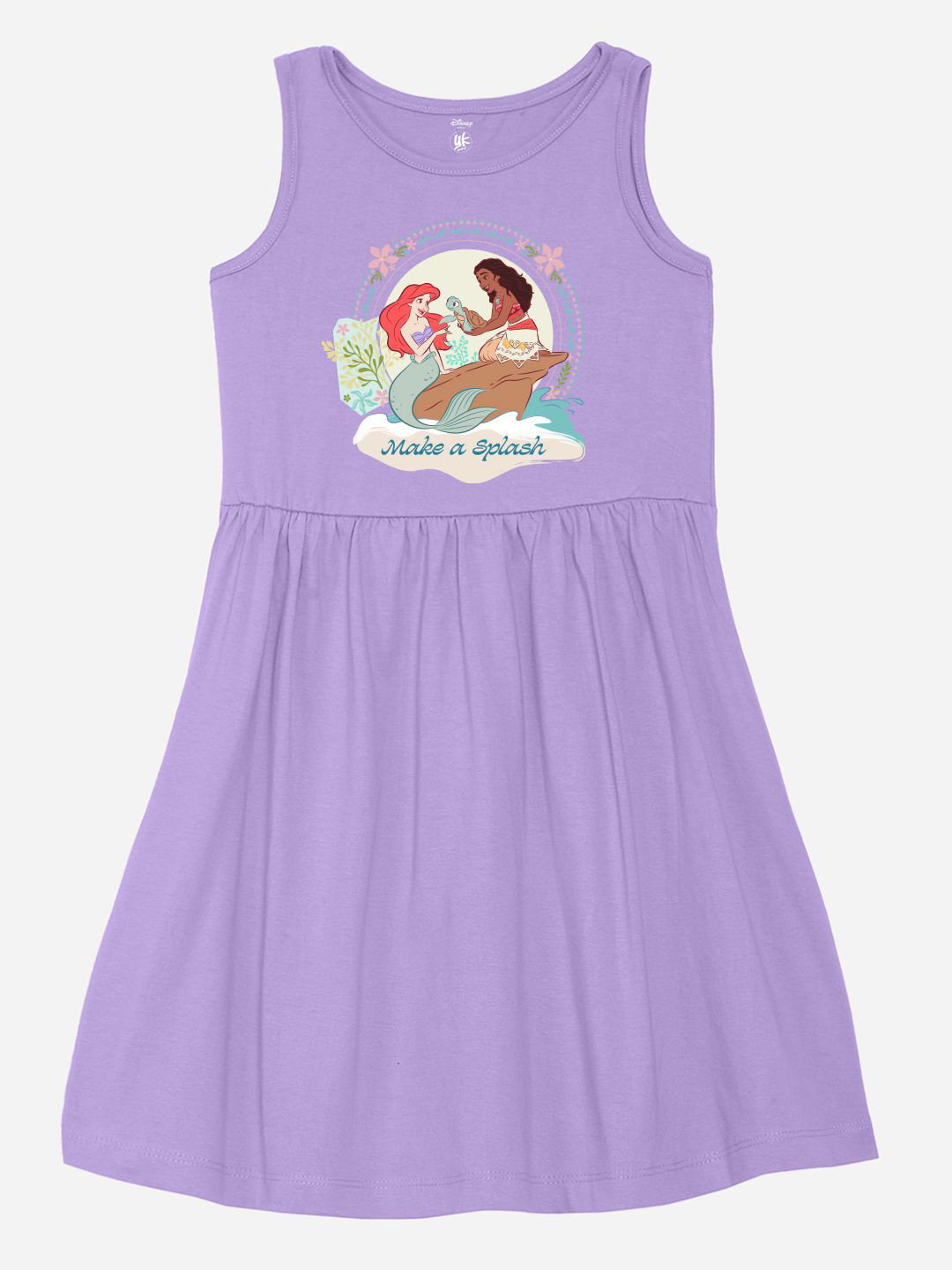 YK Disney Girls Graphic Printed Fit & Flare PurevCotton Dress