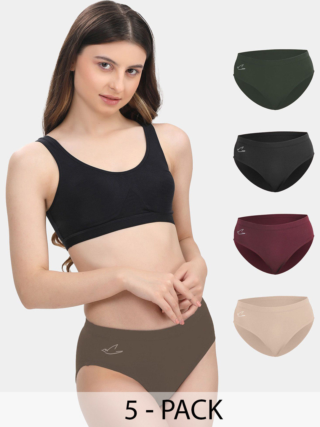 FREECULTR Women Pack Of 5 Cotton Hipster Underwear FC-WMN-HPTR-AVG-PW-SAB-CFN-PKN-05_S
