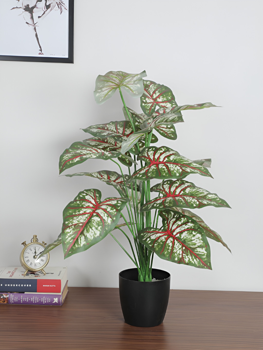 Home Bloom Red & Green Artificial Tropical Caladium Plant With Pot