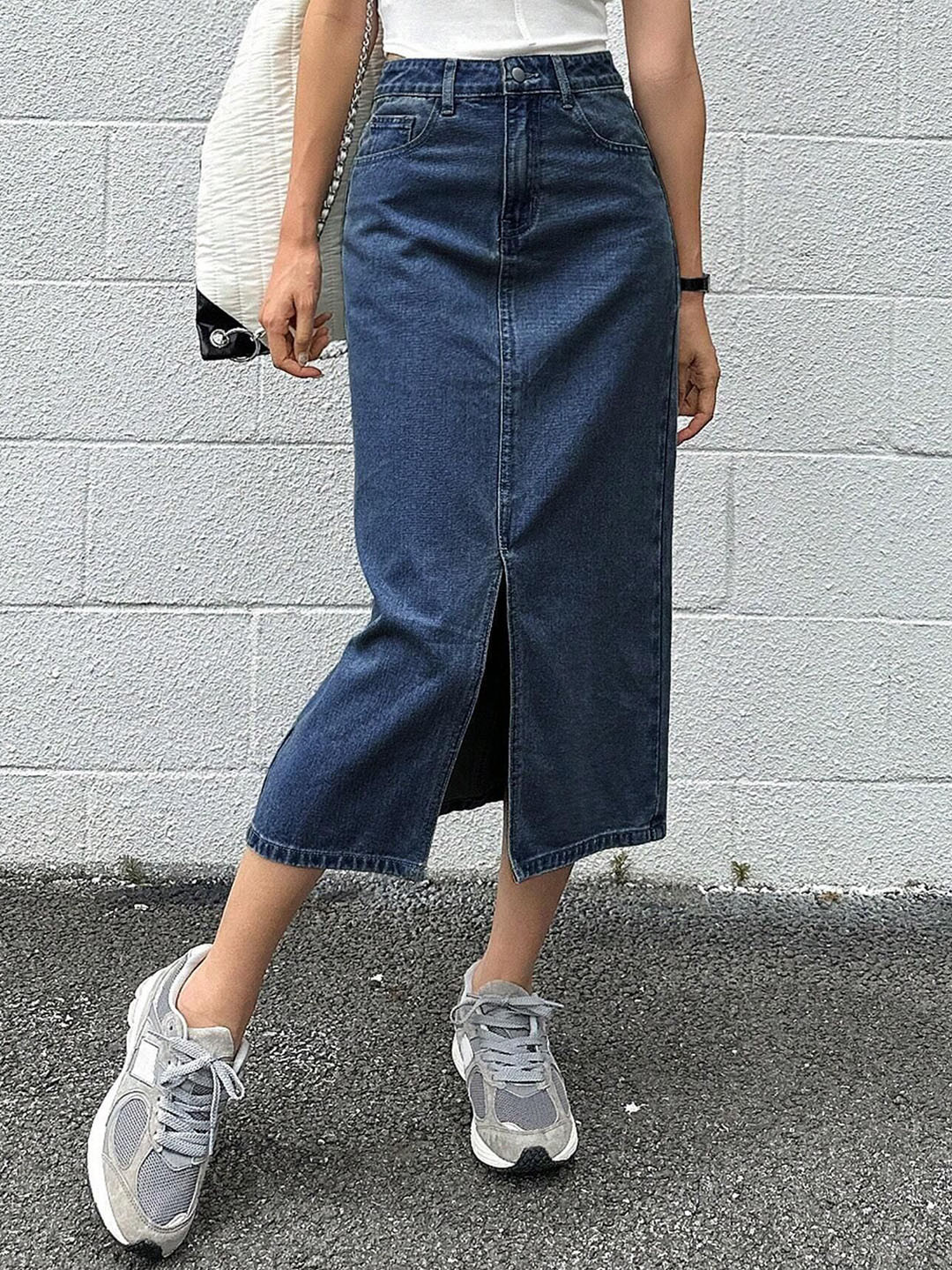 dolsia Women Denim Pencil Midi Skirt