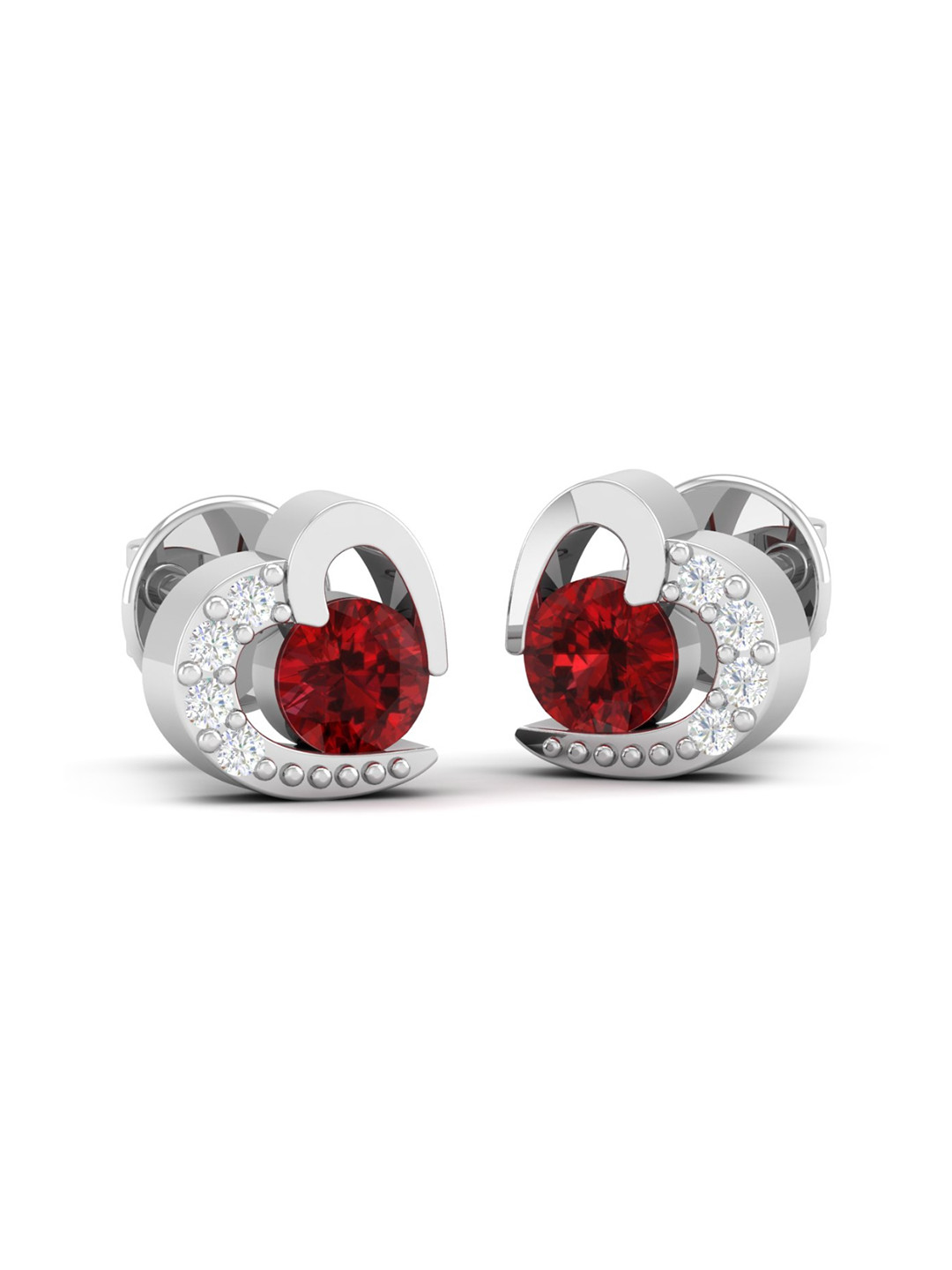 AKSHAT SAPPHIRE 92.5 Sterling Silver Rhodium-Plated CZ Studded Heart Shaped Studs Earrings