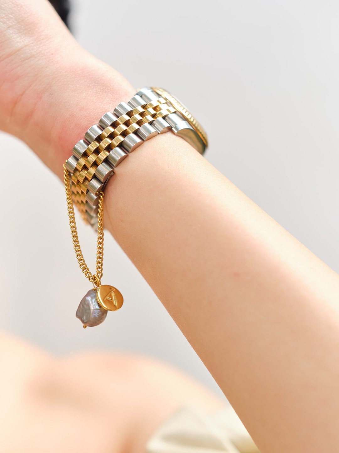 Anaash Baroque Gold-Plated Watch Charm Bracelet