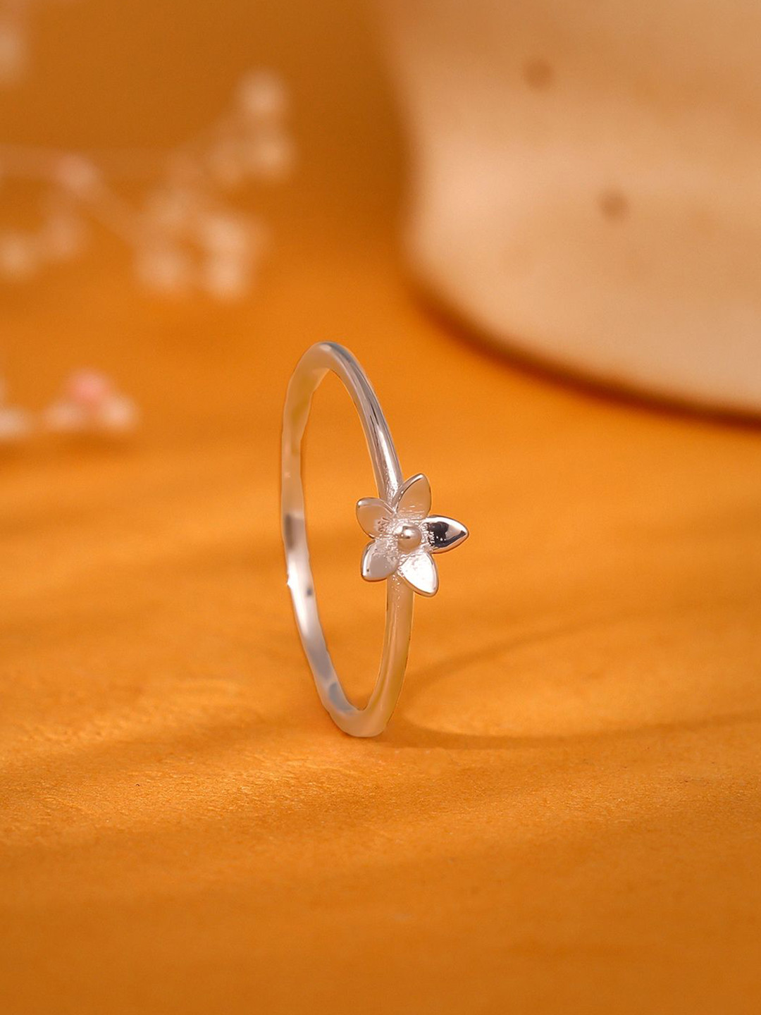 GIVA 925 Sterling Silver Rhodium Plated Cubic Zircon Studded Dendrobium Ring