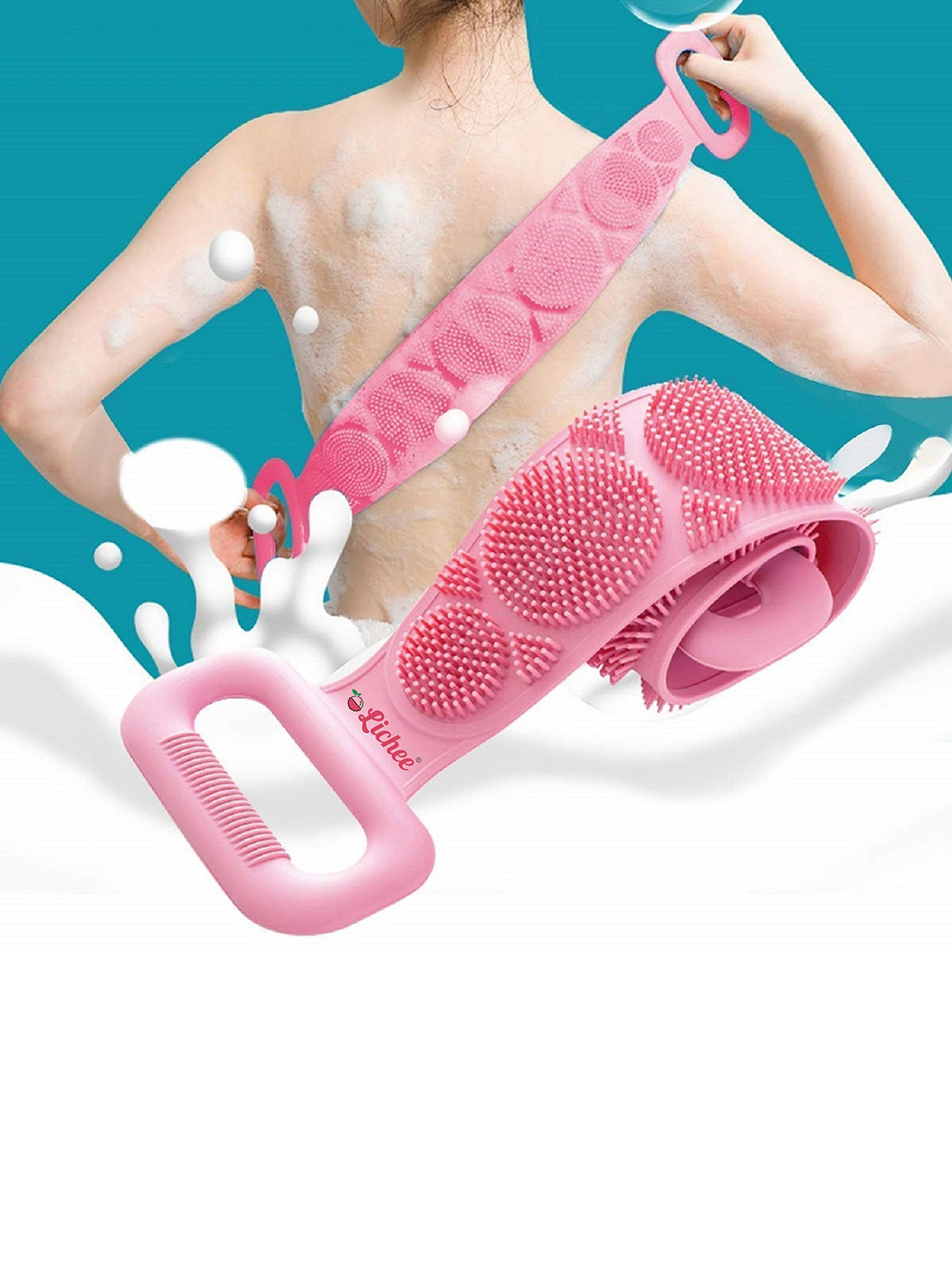 Lichee Silicone Body Scrubber Double Side Bathing Brush For Exfoliating