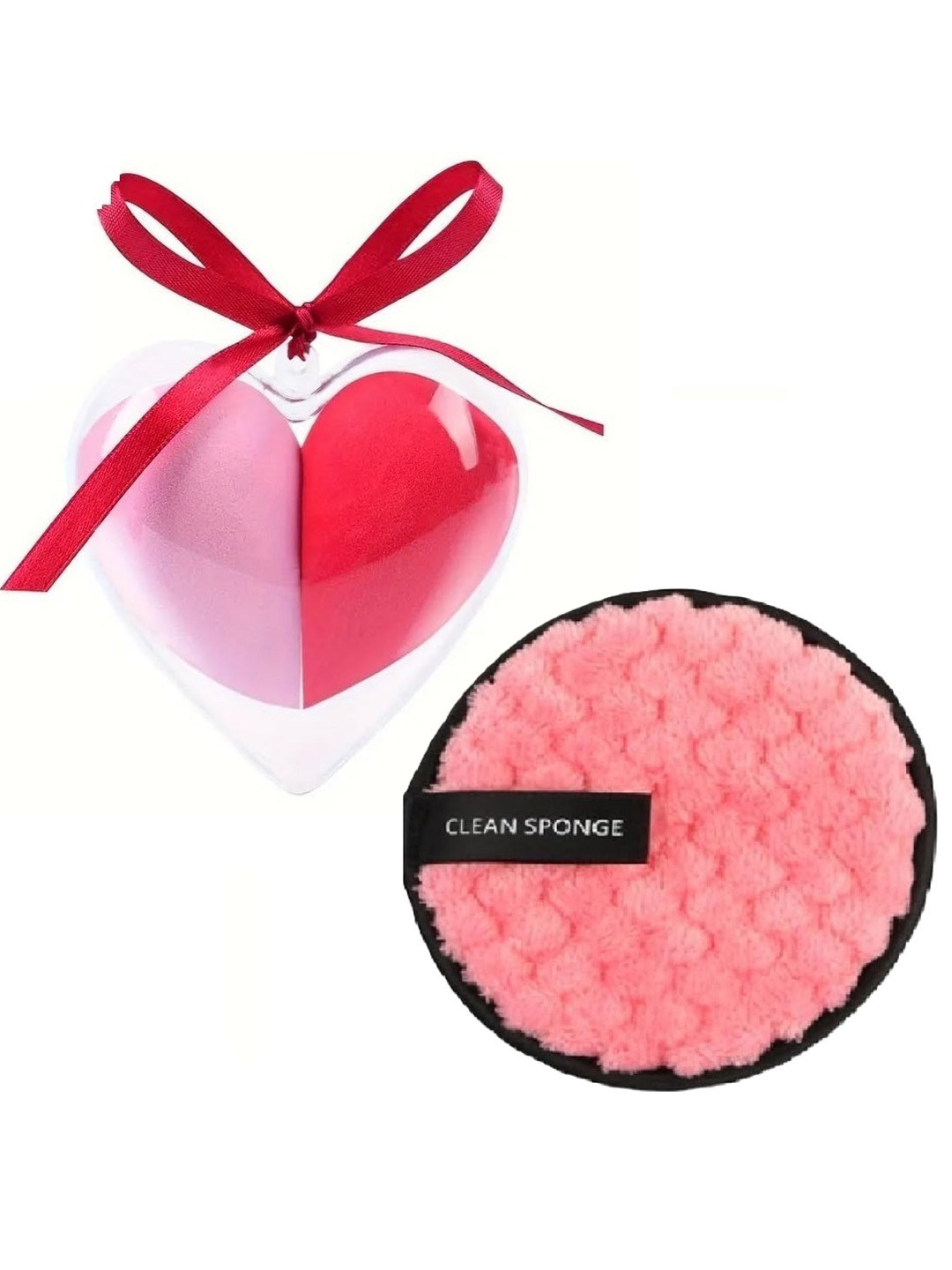 Gonegal Set Of 3 Heart-Shaped Beauty Blender With Makeup Remover Puff