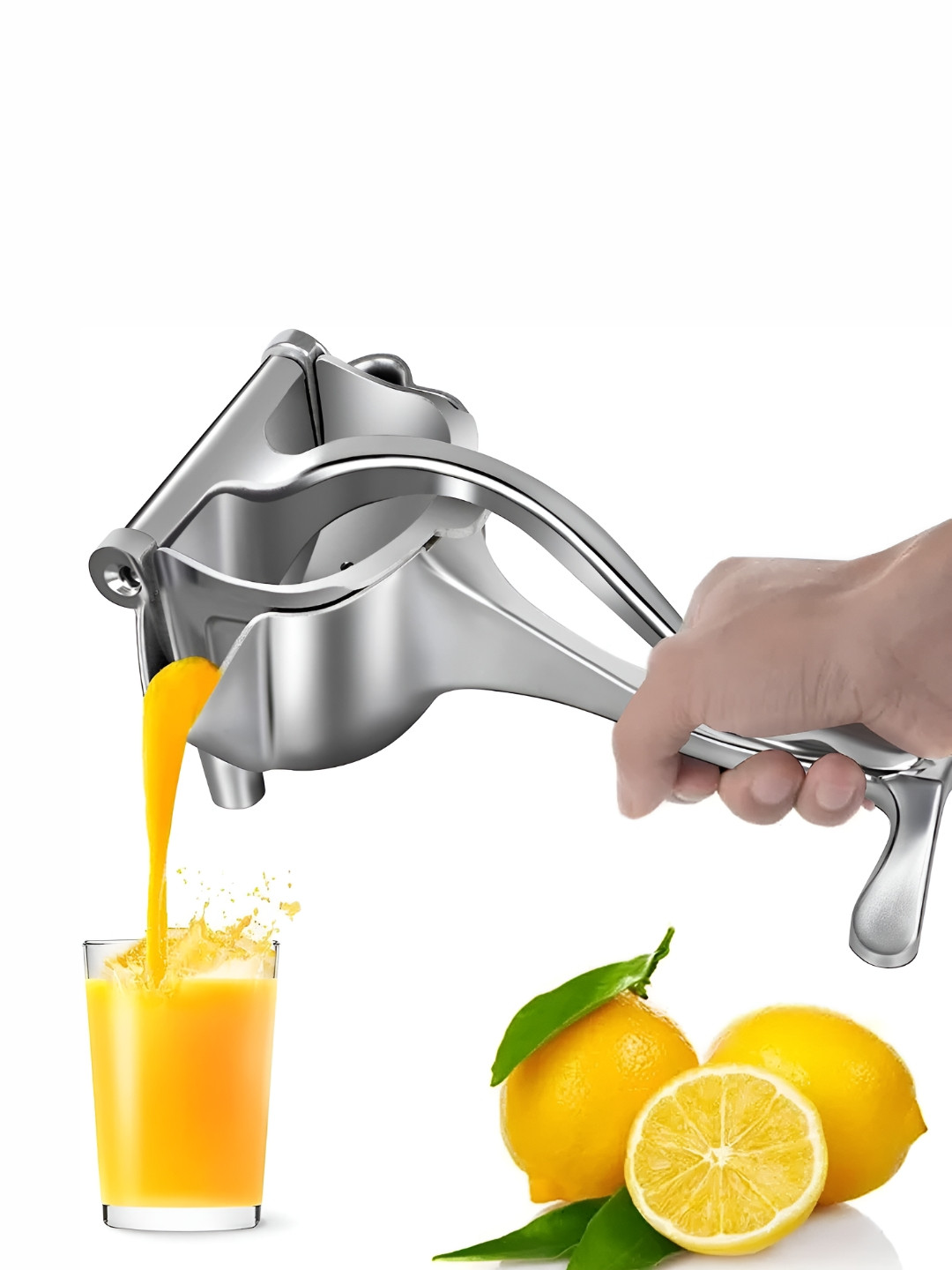 Adbeni Silver Toned Manual Hand Press Aluminium Fruit Juicer