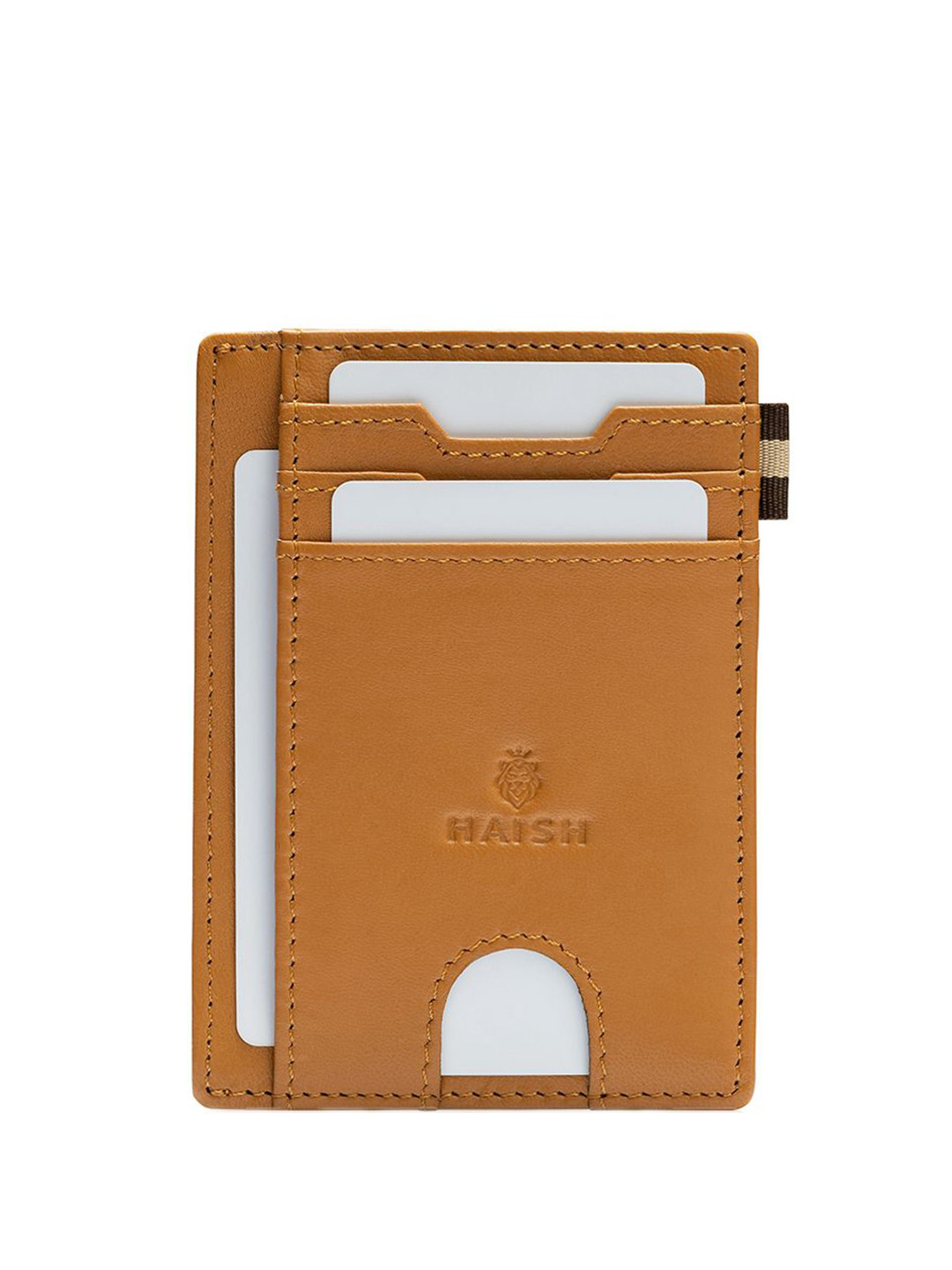 Haish Men Leather Brand Logo Non Detachable Flap Card Holder