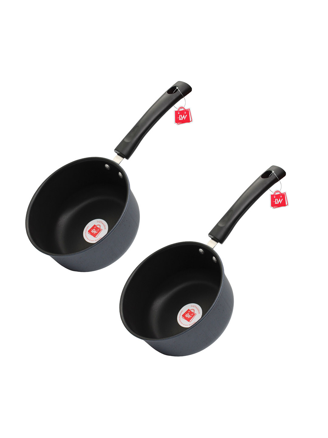 LAZYwindow 2 Piece Grey & Black Metal Dishwasher and Microwave Safe Souce Pan