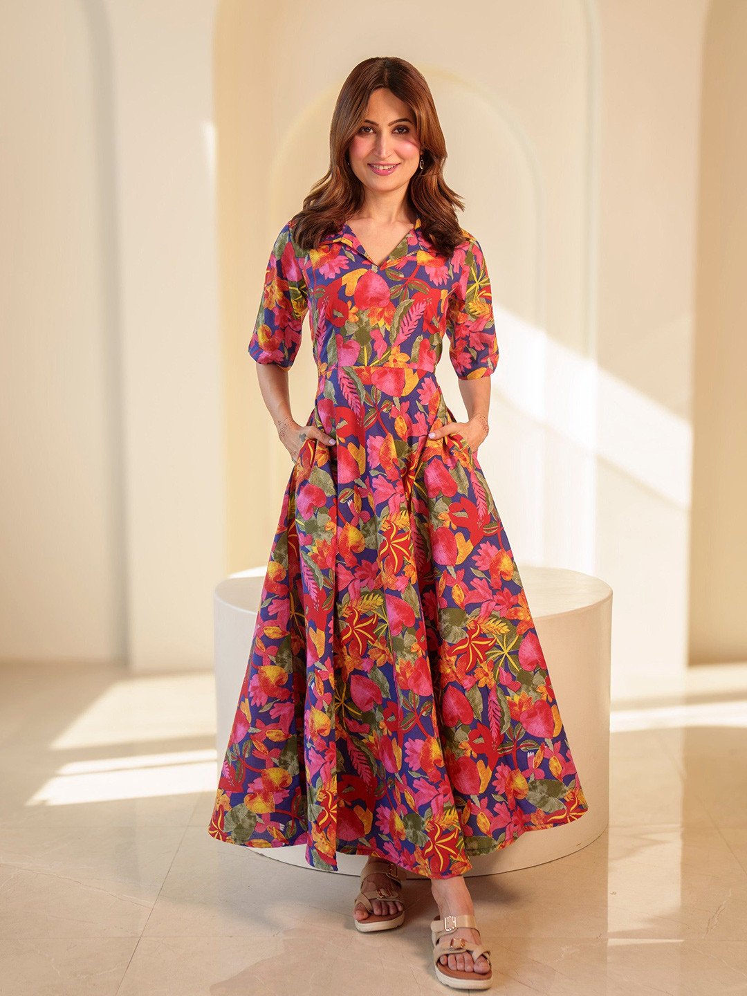 DIMPLE DESIGN STUDIO Lyla Multicolor Shirt Dress