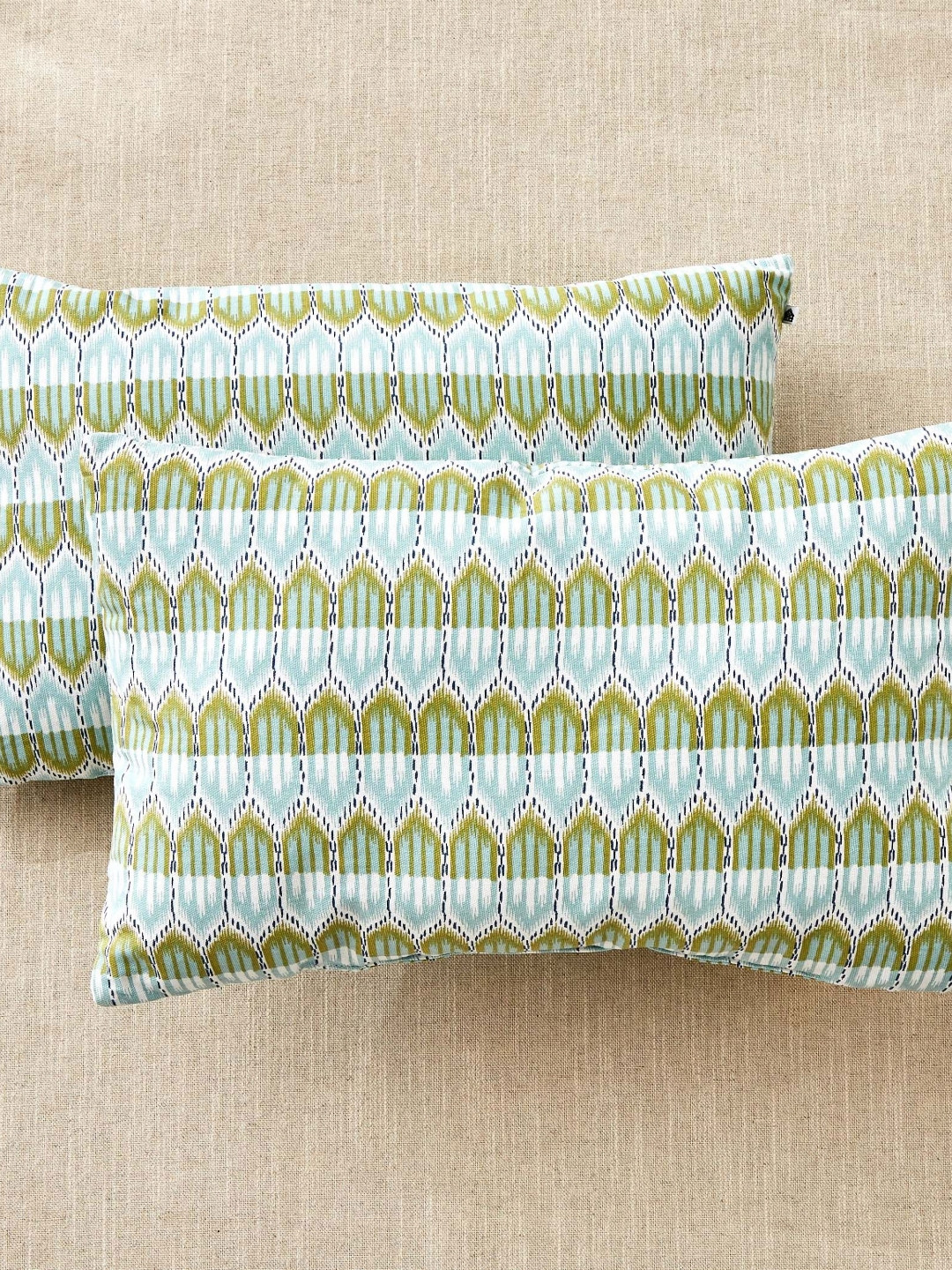 Home Centre Ebony Grace Esta Green & Blue 2 Pieces Printed Cotton Filled Cushions