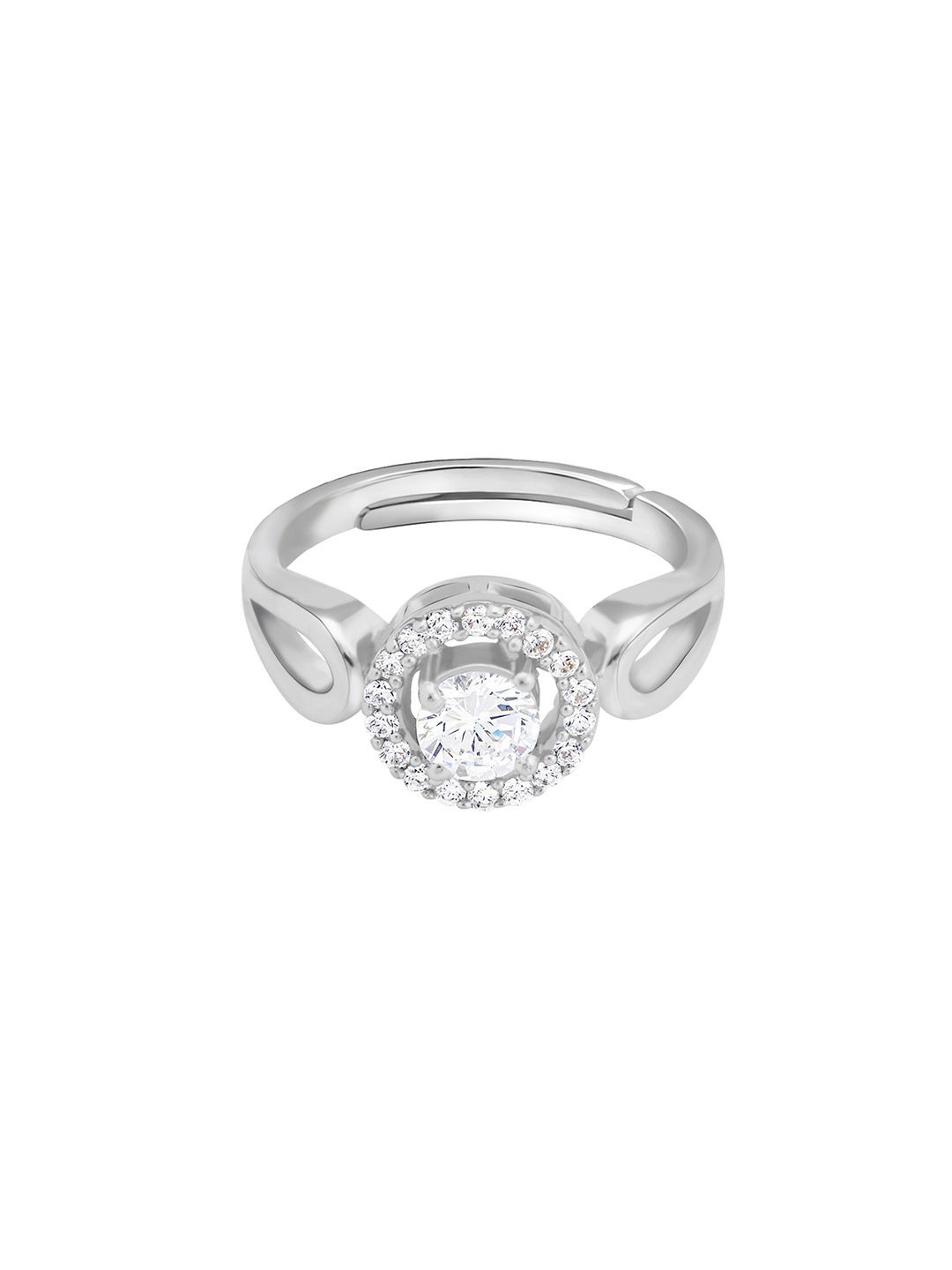 GIVA 925 Sterling Rhodium Plated Cubic Zircon Studded Stark Flower Ring