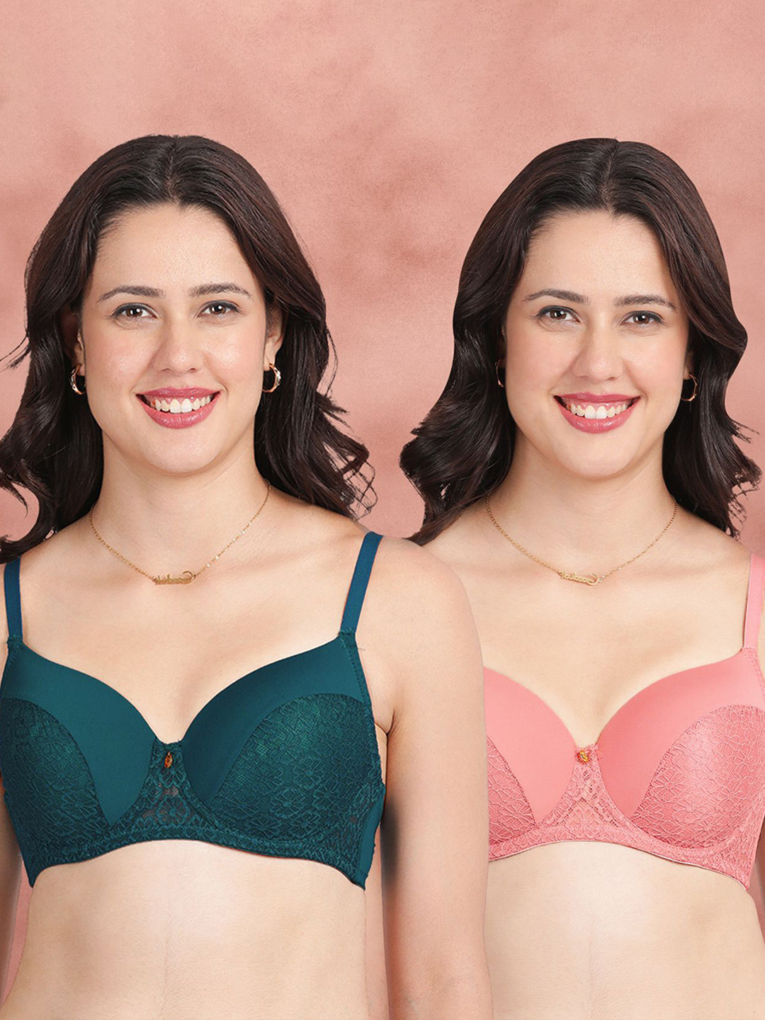 Susie Floral Self Design Bra Medium Coverage Underwired Lightly Padded