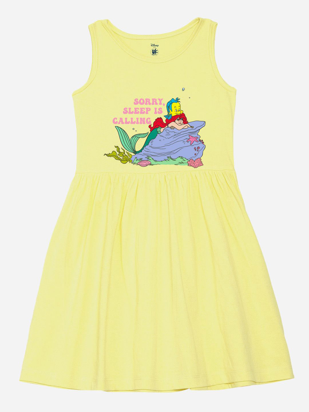 YK Disney Girls Graphic Printed Fit & Flare Cotton Dress